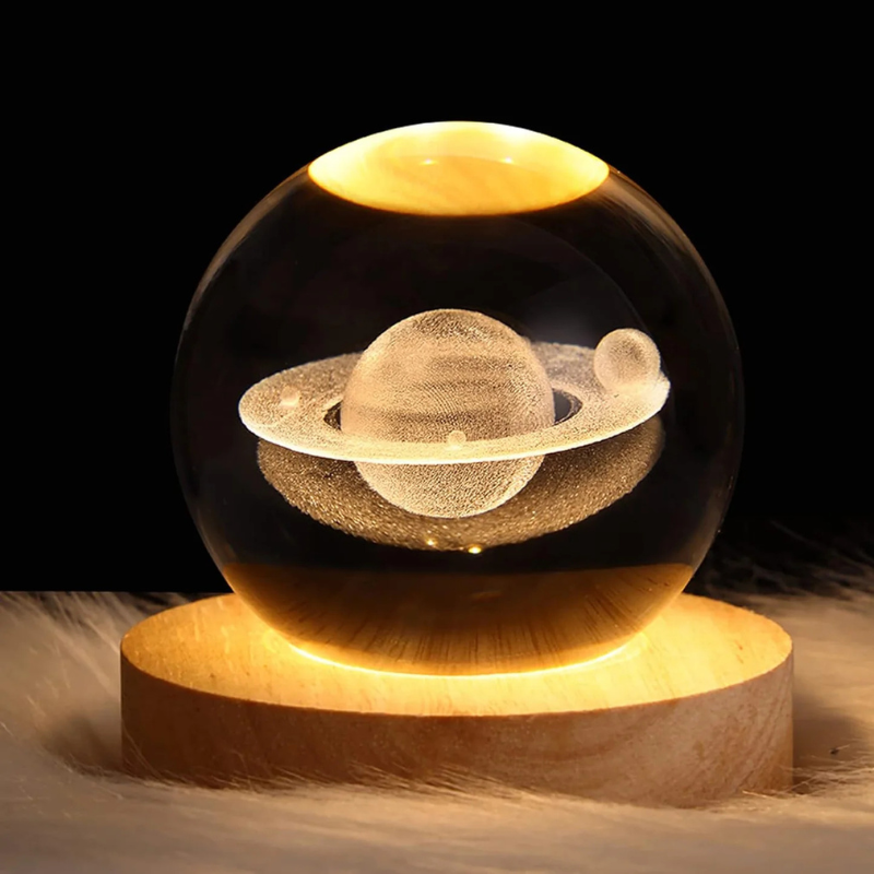 Crystal Saturn Lamp