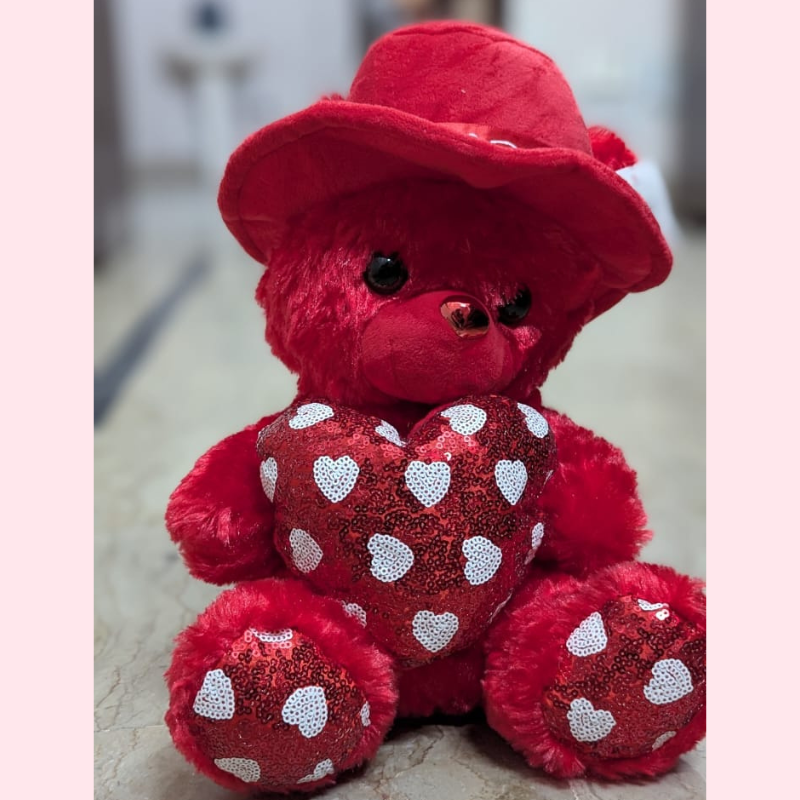 Charming 40 cm Red Teddy Bear - Soft and Cuddly Plush Toy