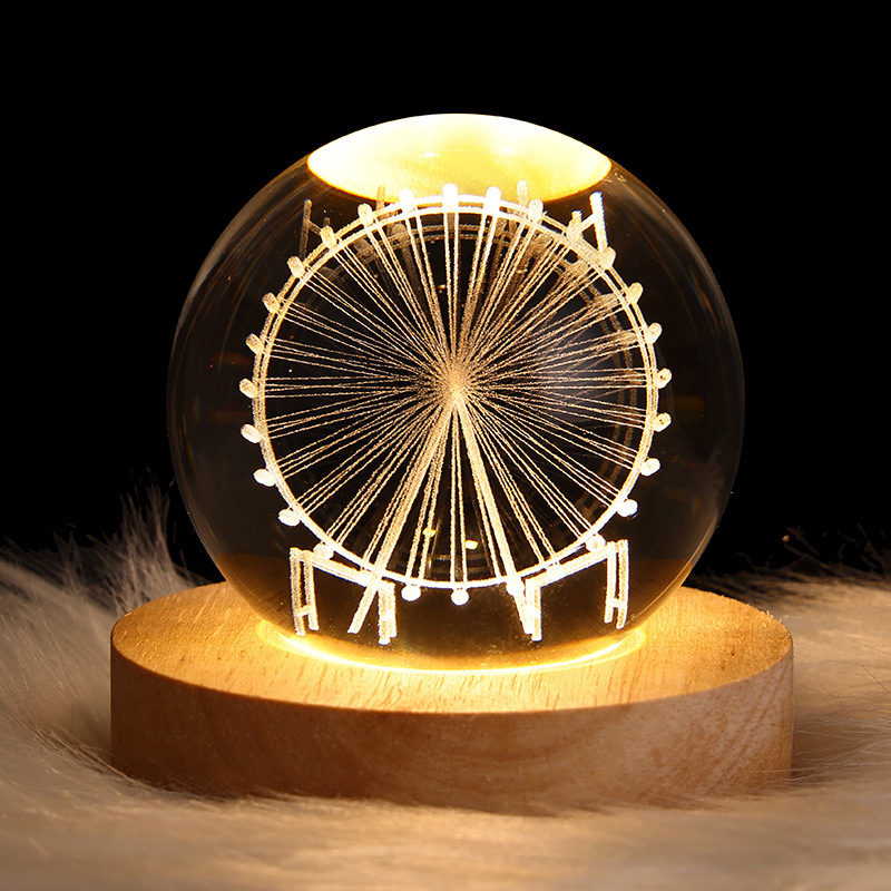 Ferris Wheel Crystal Night Light – Elegant LED Globe Lamp